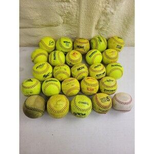 25 Used Mixed Lot of Softballs - Pracitce / Batting practice 12 inch Dream Seam+